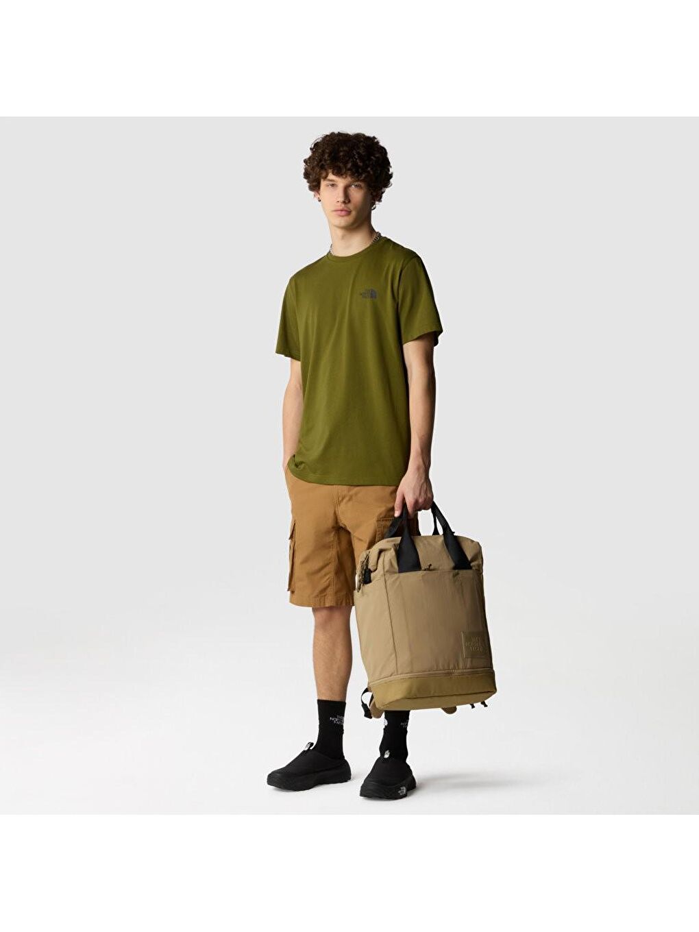 Simple Dome Erkek Haki Yuvarlak Yaka Tişört-1