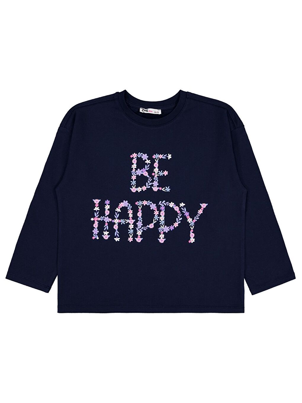 Girls Be Happy Baskılı 6-9 Yaş Sweatshirt - Lacivert
