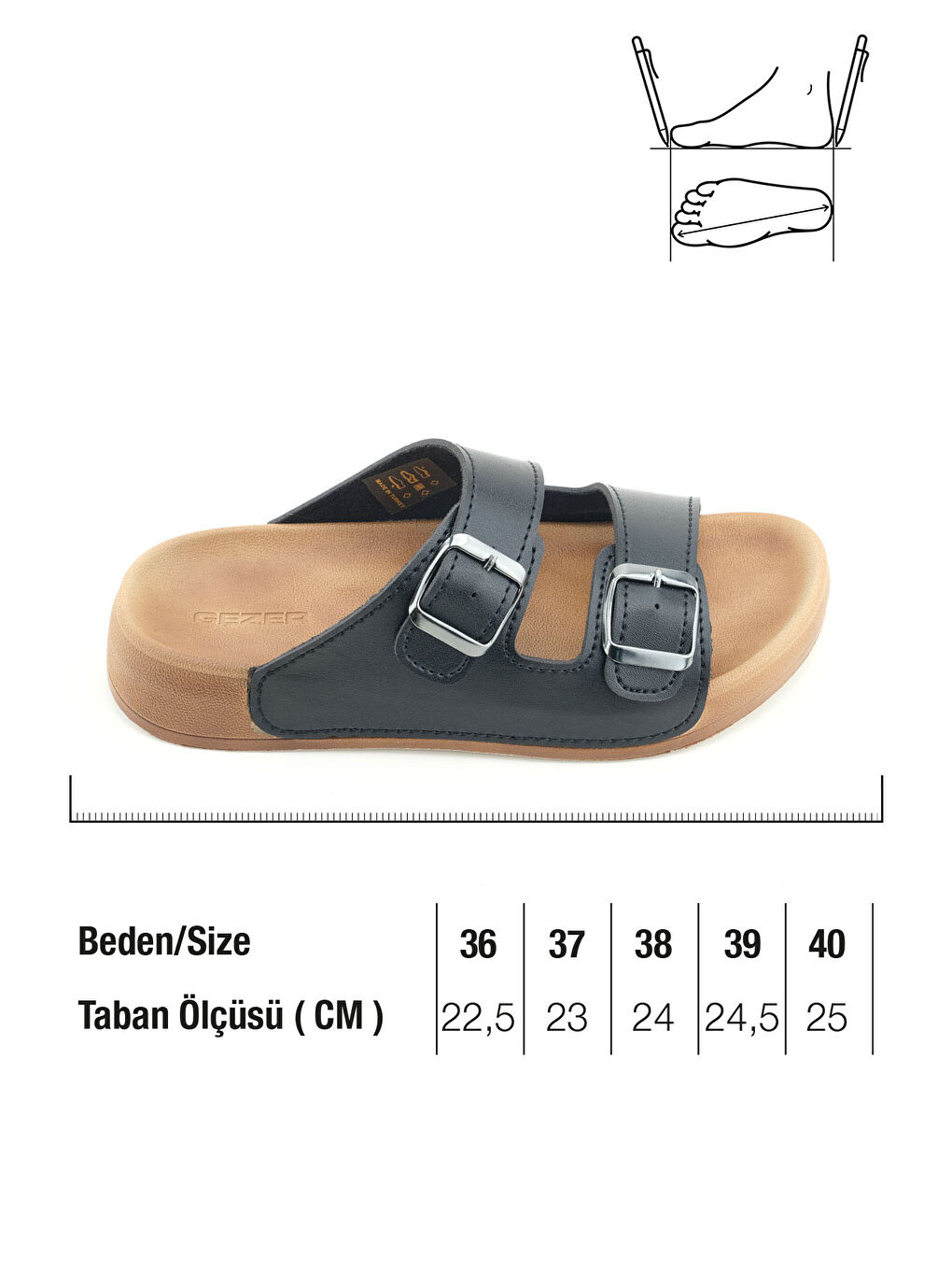 Siyah Kadın Yazlık Suni Deri İki Kemer Cırt Cırtlı Ayarlanabilir Rahat Taban Günlük Terlik-1