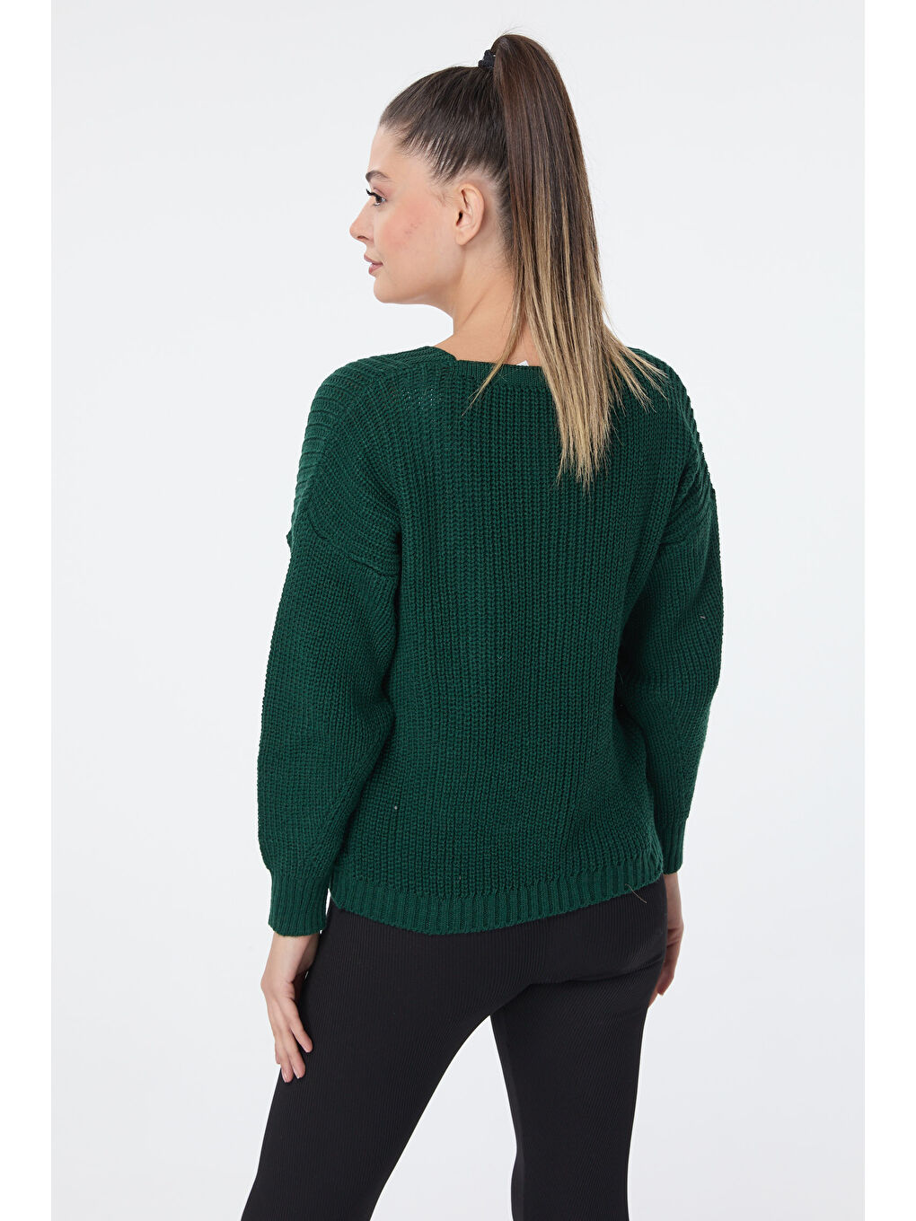 Yeşil Düğmeli Mini Triko Hırka Zumrut - 27626-4