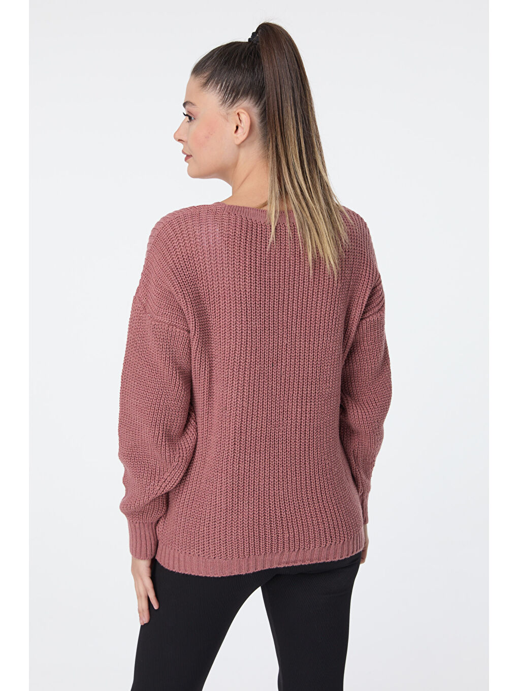 Pembe Düğmeli Mini Triko Hırka Gul Kurusu - 27626-4