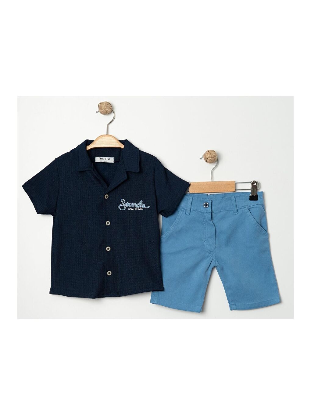 Lacivert Tarz Gömlekli Belden Ayarlanabilir Kısa Kollu Şortlu 2'li Takım-4