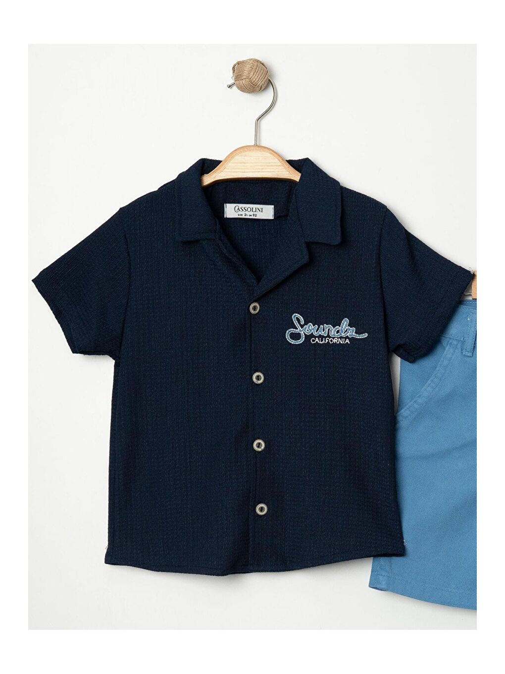 Lacivert Tarz Gömlekli Belden Ayarlanabilir Kısa Kollu Şortlu 2'li Takım-5