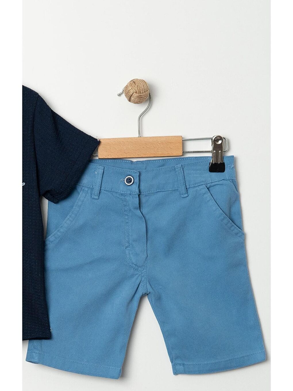 Lacivert Tarz Gömlekli Belden Ayarlanabilir Kısa Kollu Şortlu 2'li Takım-7