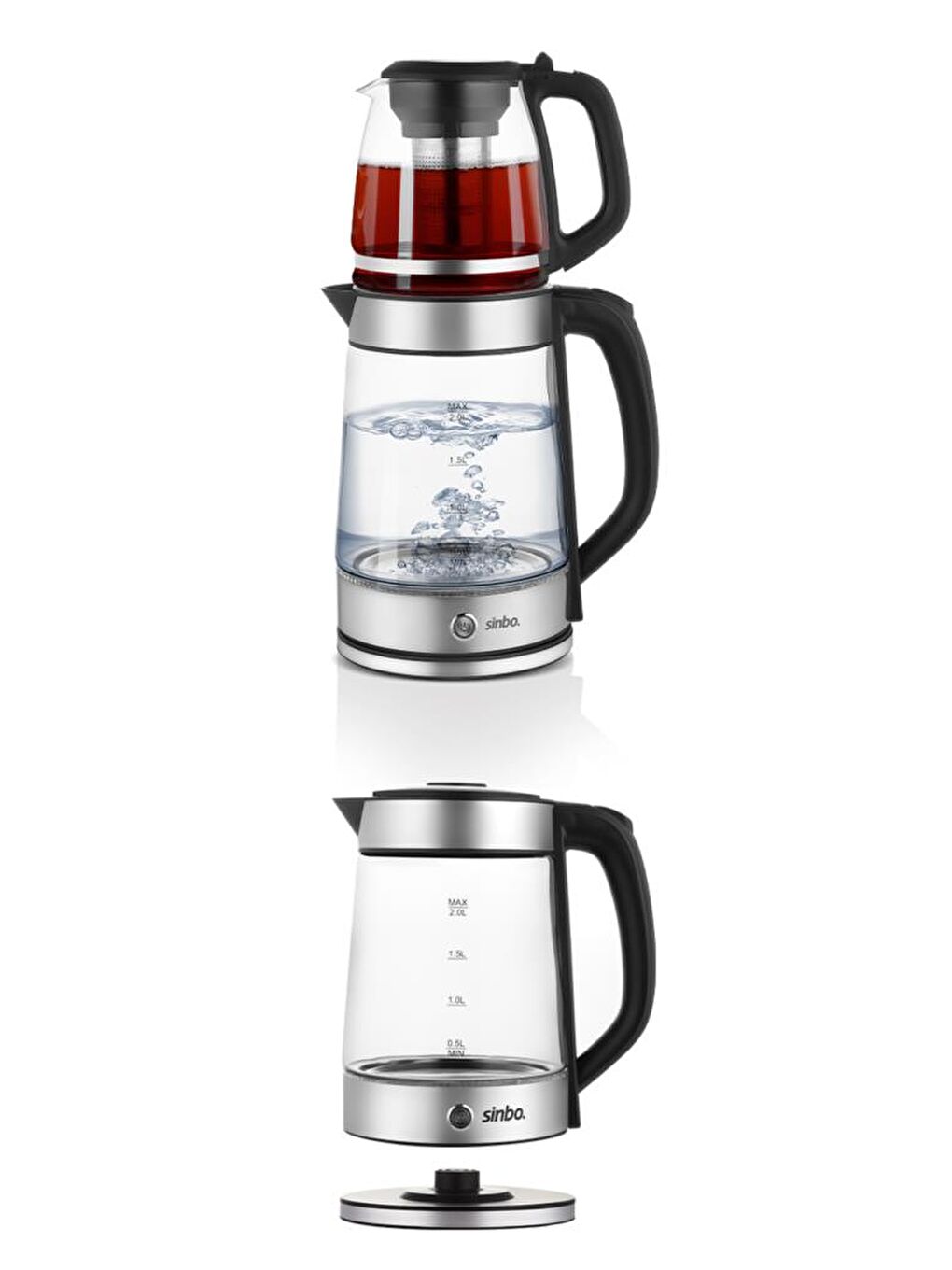 STM-5990 2’si 1 Arada Çay Makinesi ve Kettle 2.0 L + 1.2 L Cam Demlik-7