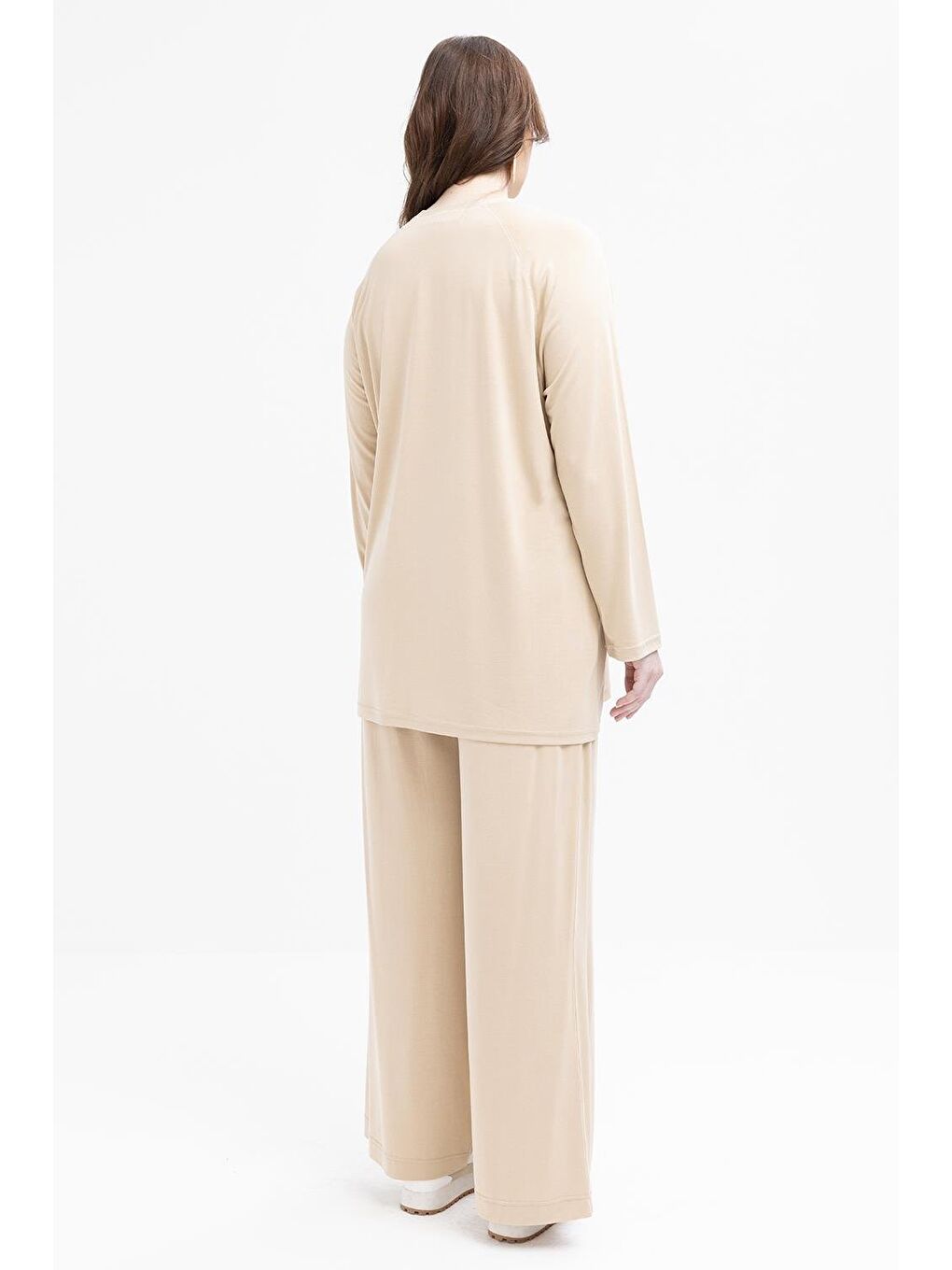 Bej-Taş Baskılı Büyük Beden Tunik-2