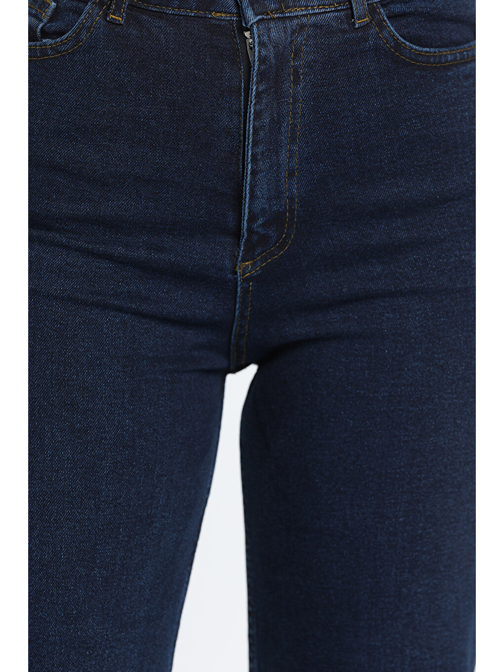 Lacivert Yüksek Bel Elastanlı Palazzo Kadın Jean Pantolon-3