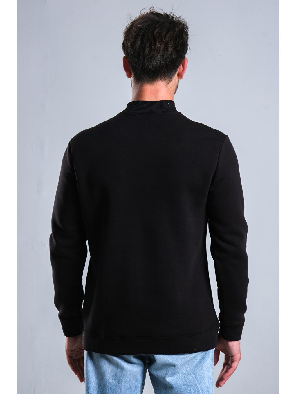 Siyah Balıkçı Yaka Şardonlu 3 İplik Sweat MAR ÖR325-5