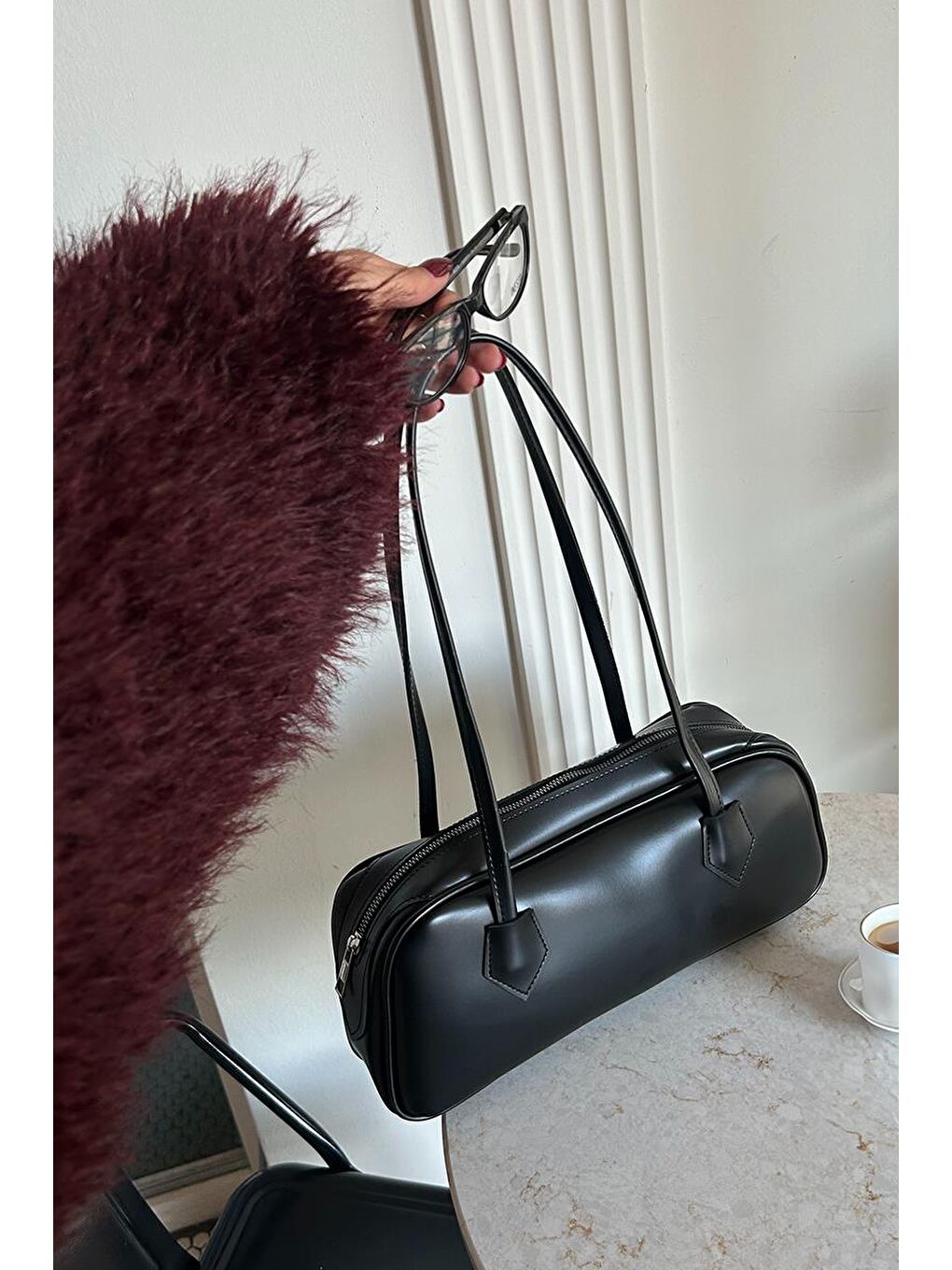 Boheme Vintage Bowling Çanta Siyah-7