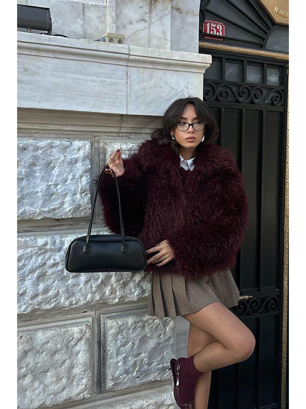 Boheme Vintage Bowling Çanta Siyah-8