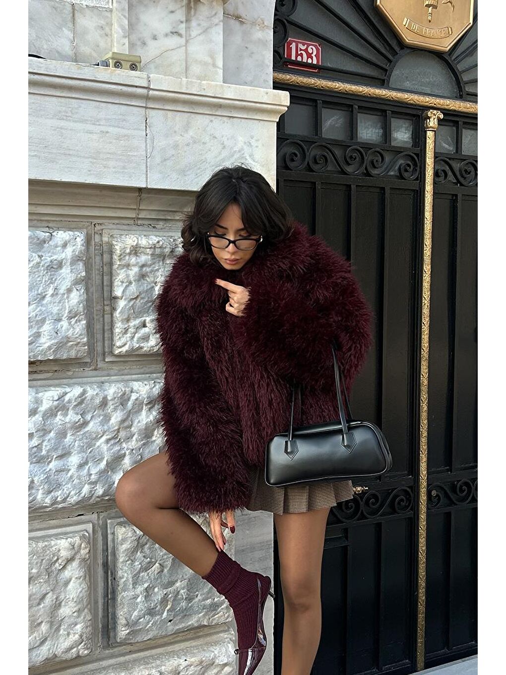 Boheme Vintage Bowling Çanta Siyah-9