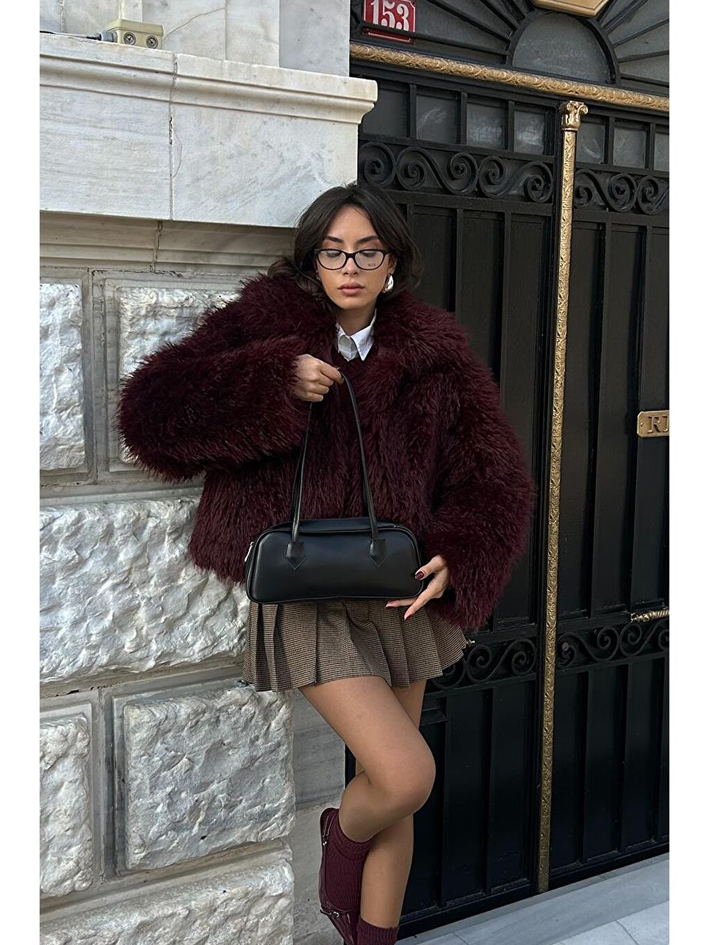 Boheme Vintage Bowling Çanta Siyah-10