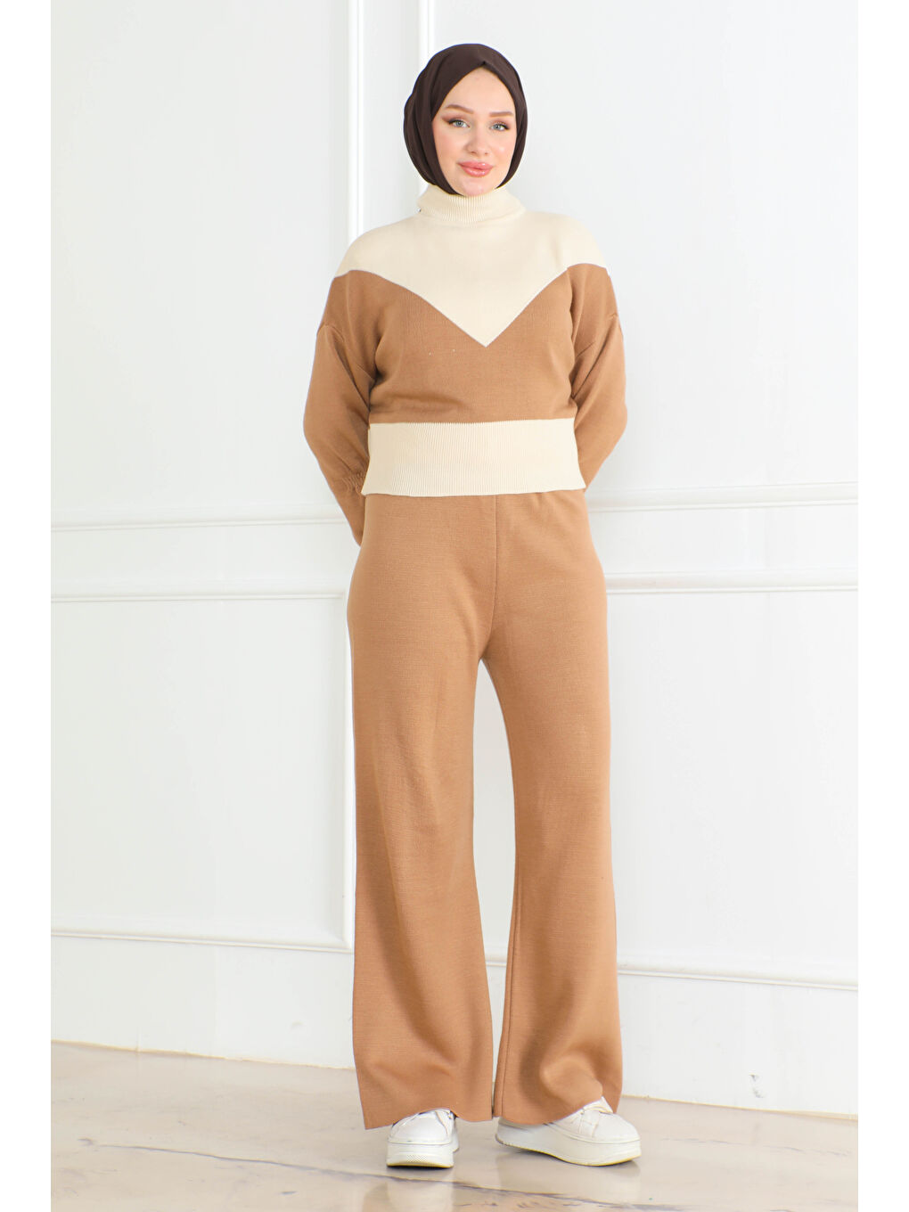 Bej Garnili Triko İkili Takım Vizon - 27640
