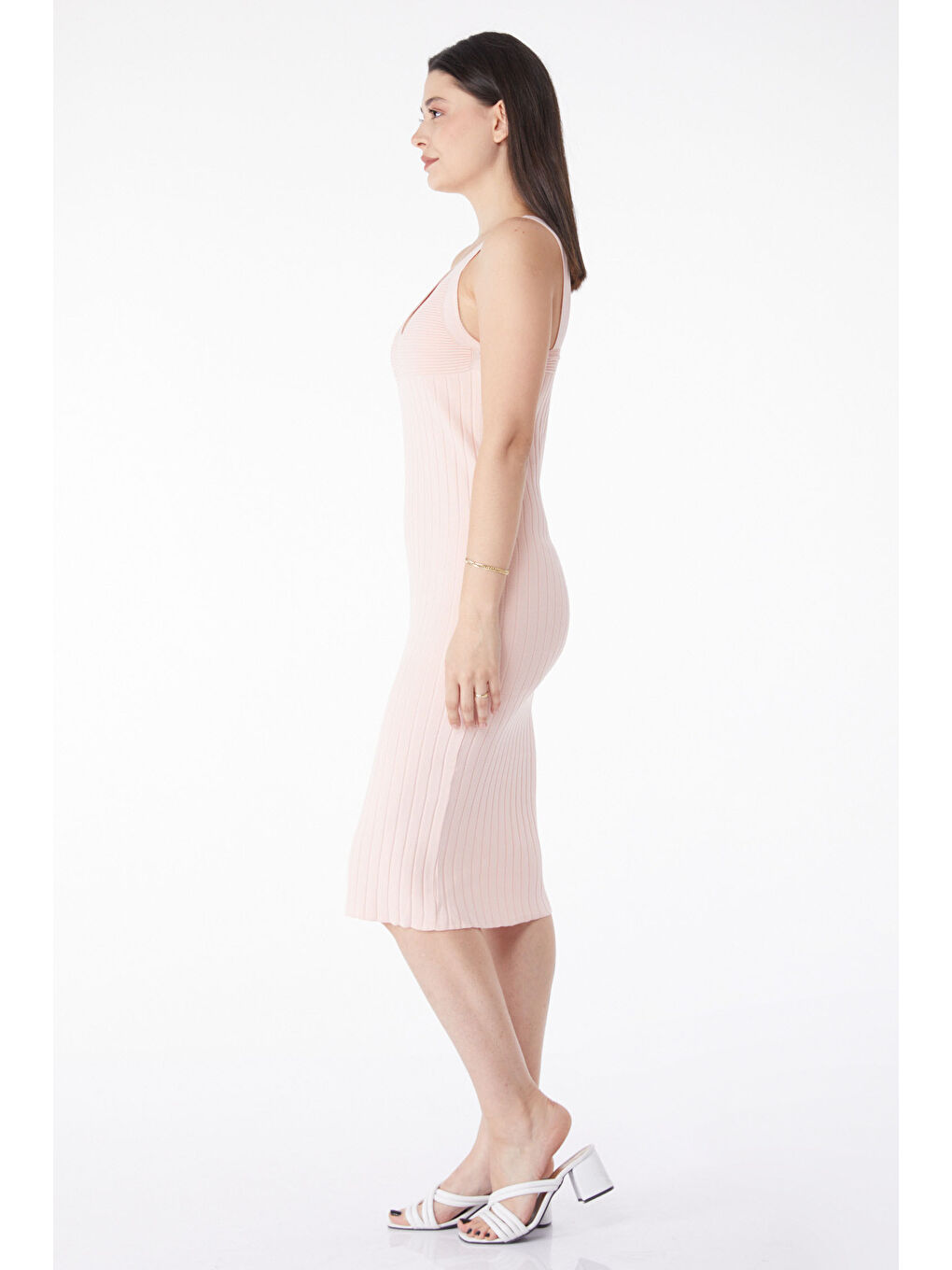 Turuncu Askılı Midi Triko Elbise Yavruagzi - 27650-3