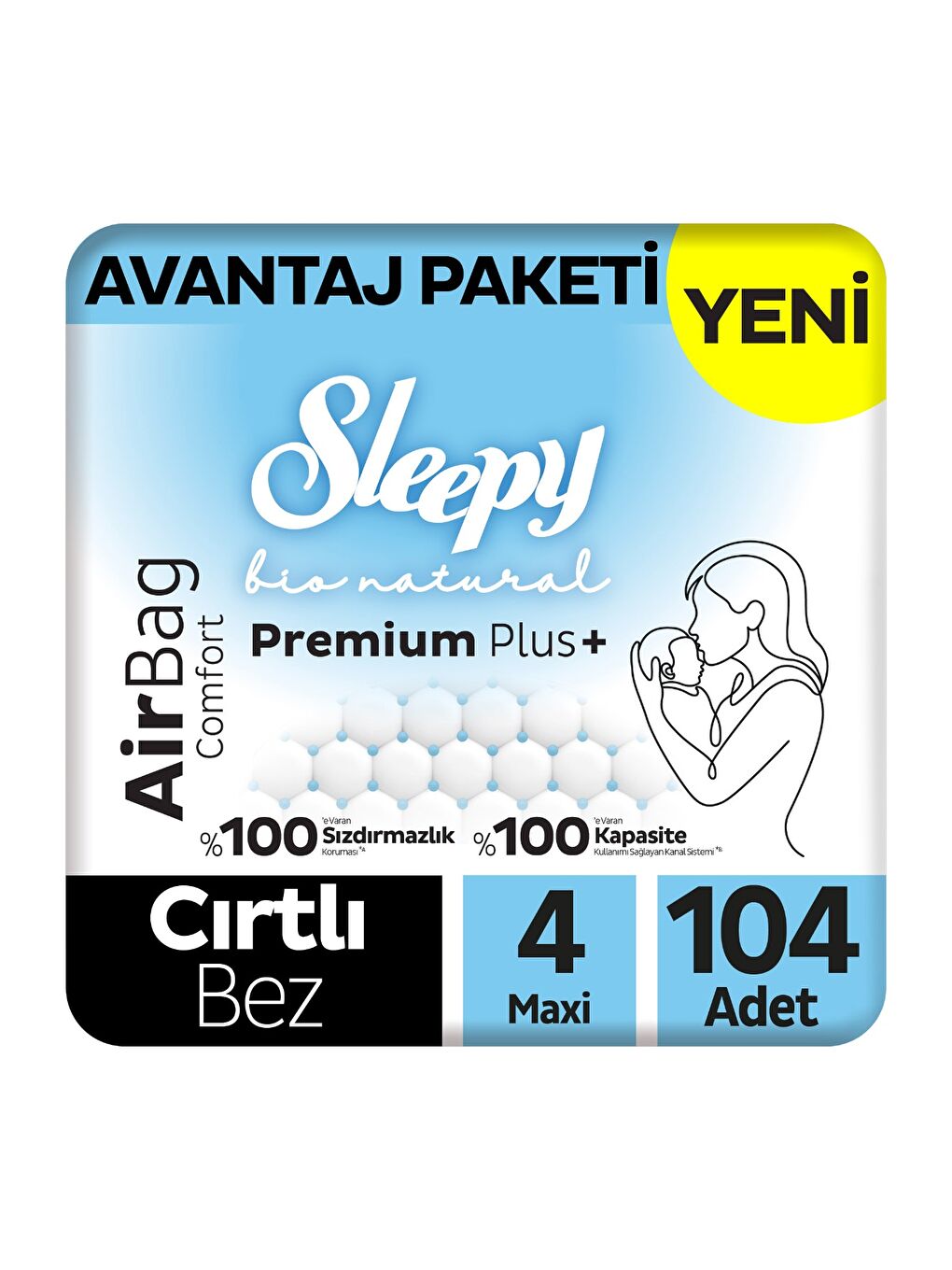 Bio Natural Premium Plus Airbag Comfort Avantaj Paketi Bebek Bezi 4 Numara Maxi 104 Adet