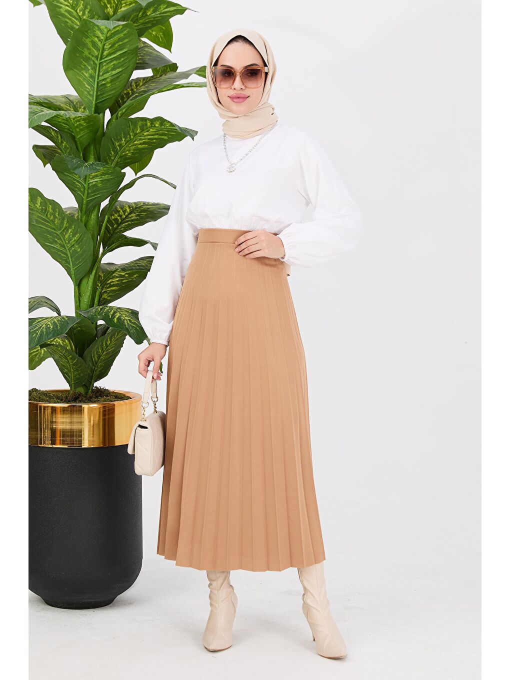 Orta Kadın Bej Etek - 11033-2