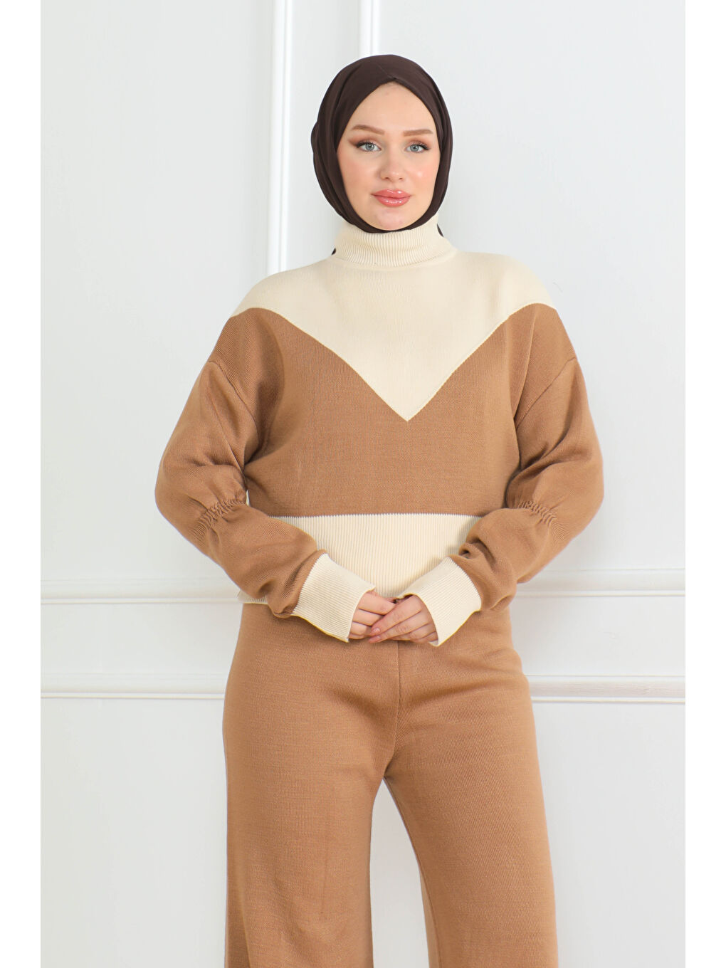 Bej Garnili Triko İkili Takım Vizon - 27640-3