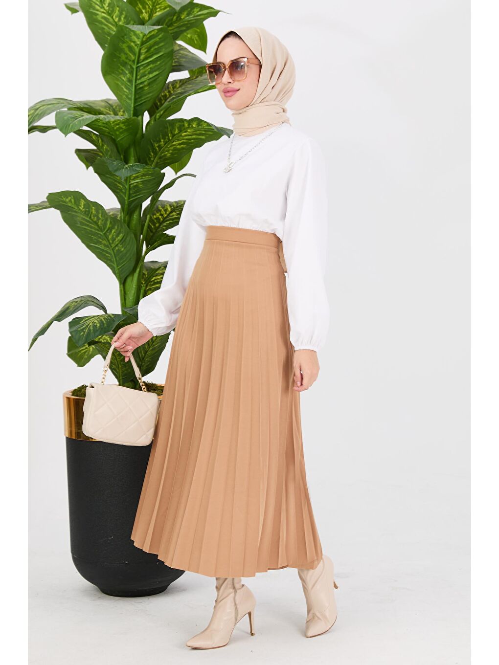 Orta Kadın Bej Etek - 11033-3