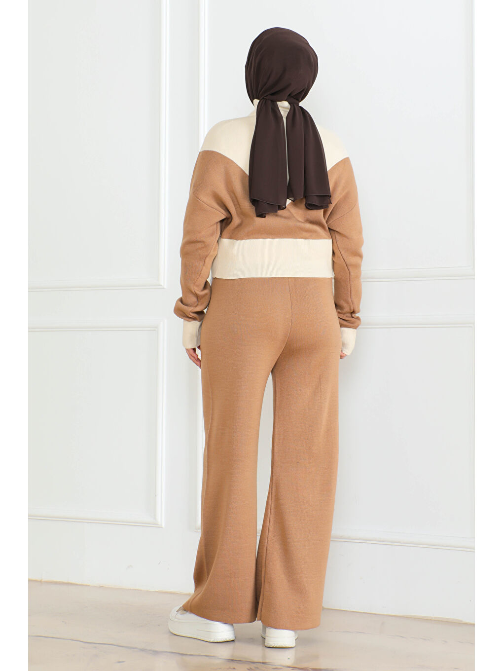 Bej Garnili Triko İkili Takım Vizon - 27640-4