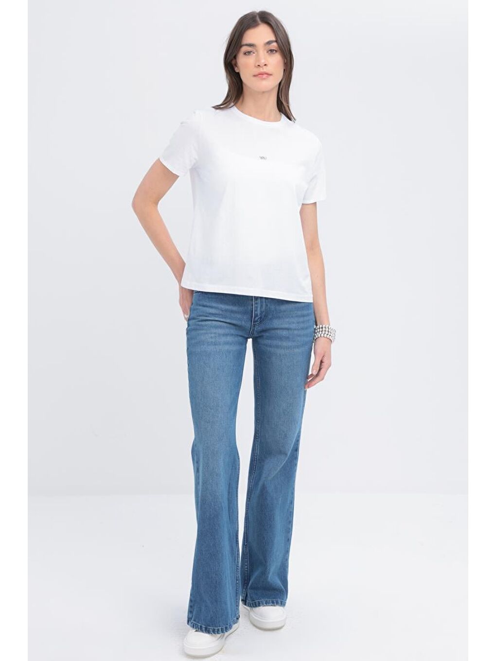 Beyaz-Kısa Kollu Basic T-Shirt