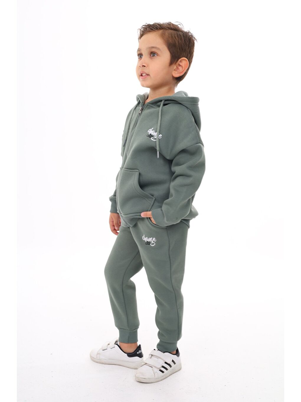 Yeşil Erkek Çocuk Nakışlı Eşofman Takım-1