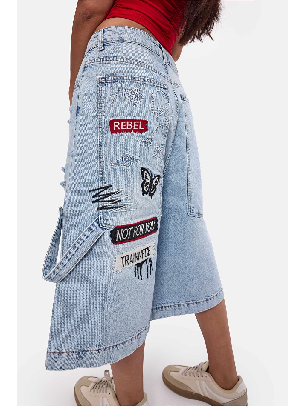 Mavi Kadın Jean Rengi 12s6-3 Tasarım Baggy Bermuda Denim Şort