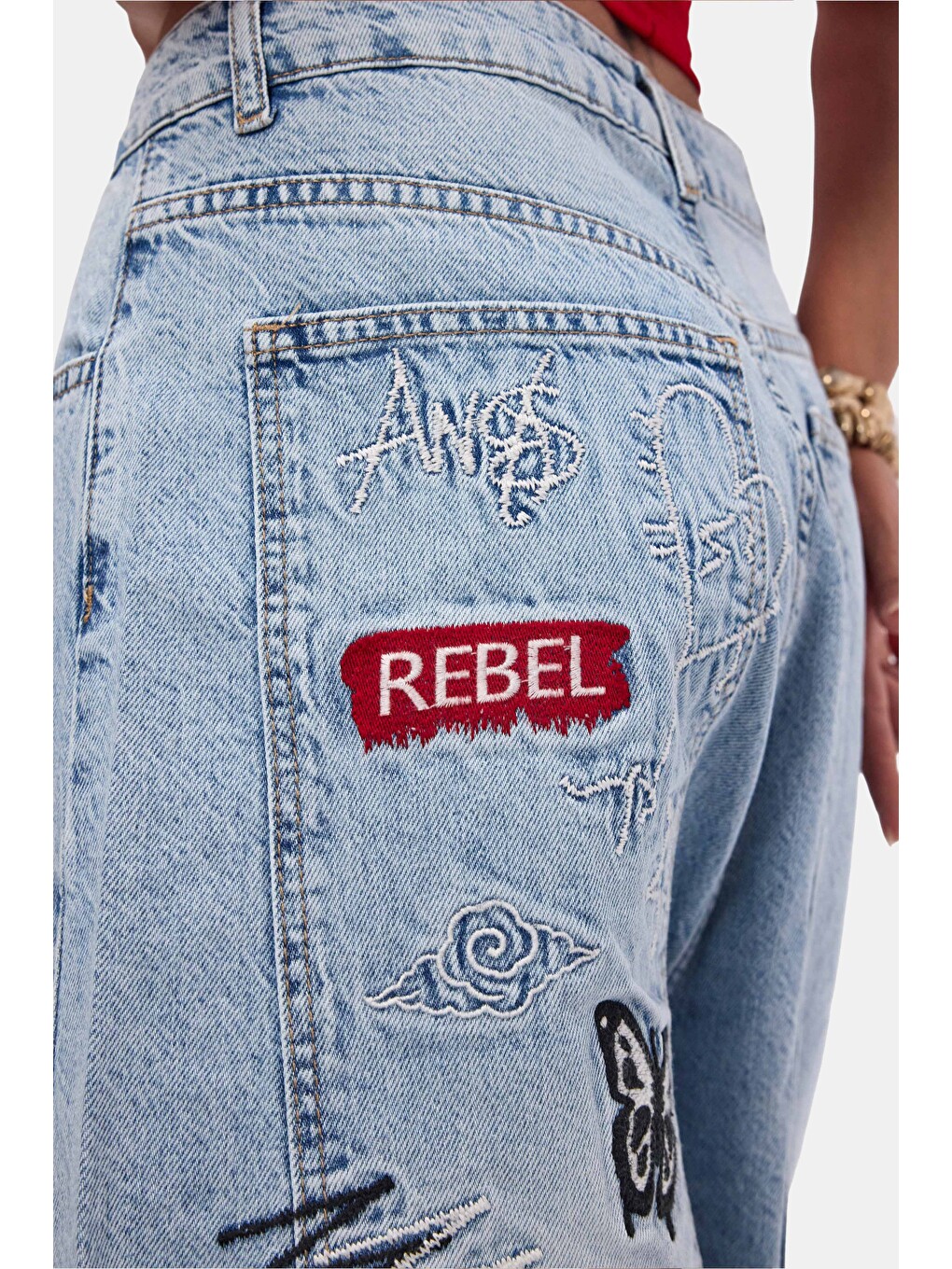 Mavi Kadın Jean Rengi 12s6-3 Tasarım Baggy Bermuda Denim Şort-2