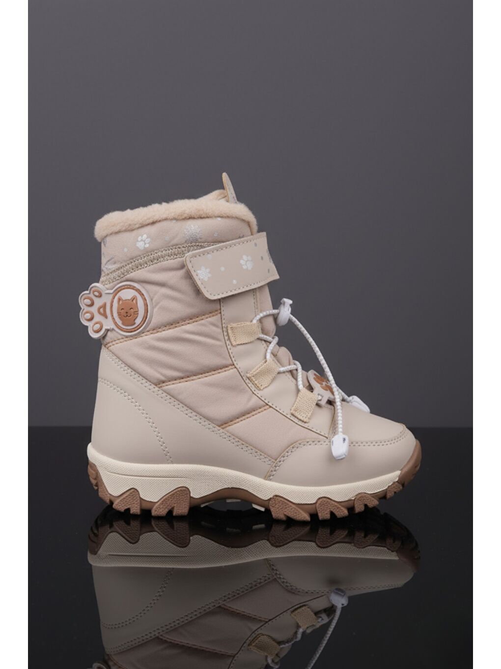 Bej RAGYER İçi Kürklü Bağcıklı ve Cırtlı Kız Çocuk Bot-1