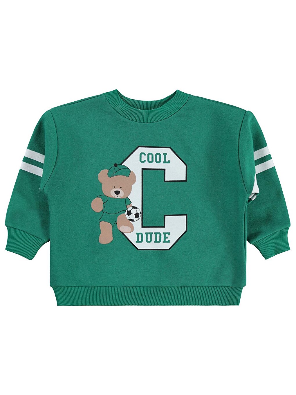 Boys Cool Dude Baskı/Nakışlı 2-5 Yaş Sweatshirt - Yeşil