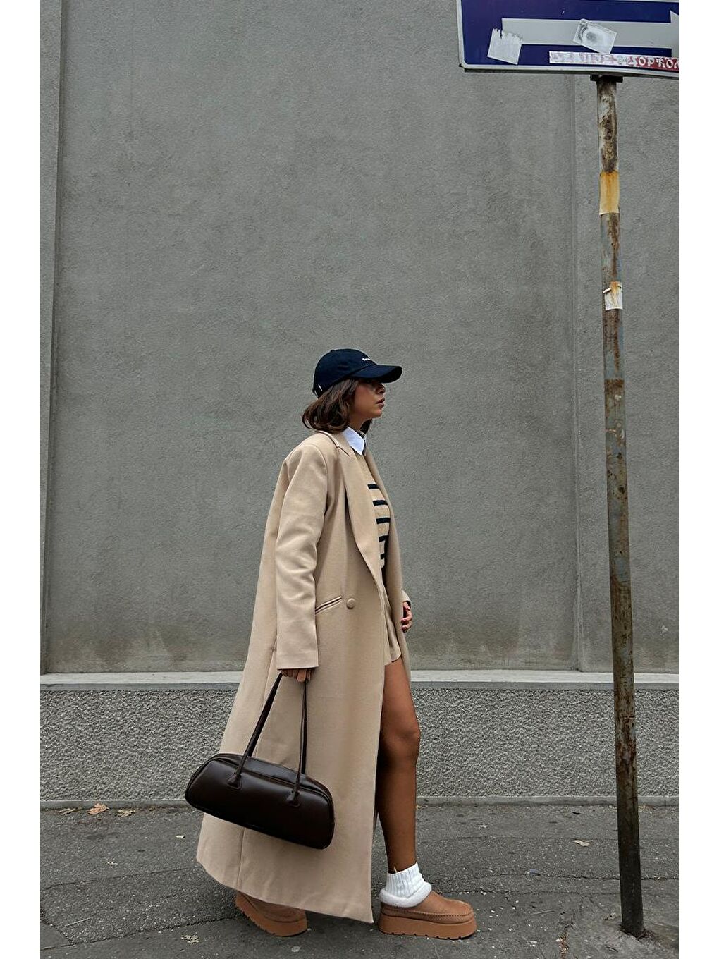 Kahverengi Miu Bowling Çanta Acı Kahve-7