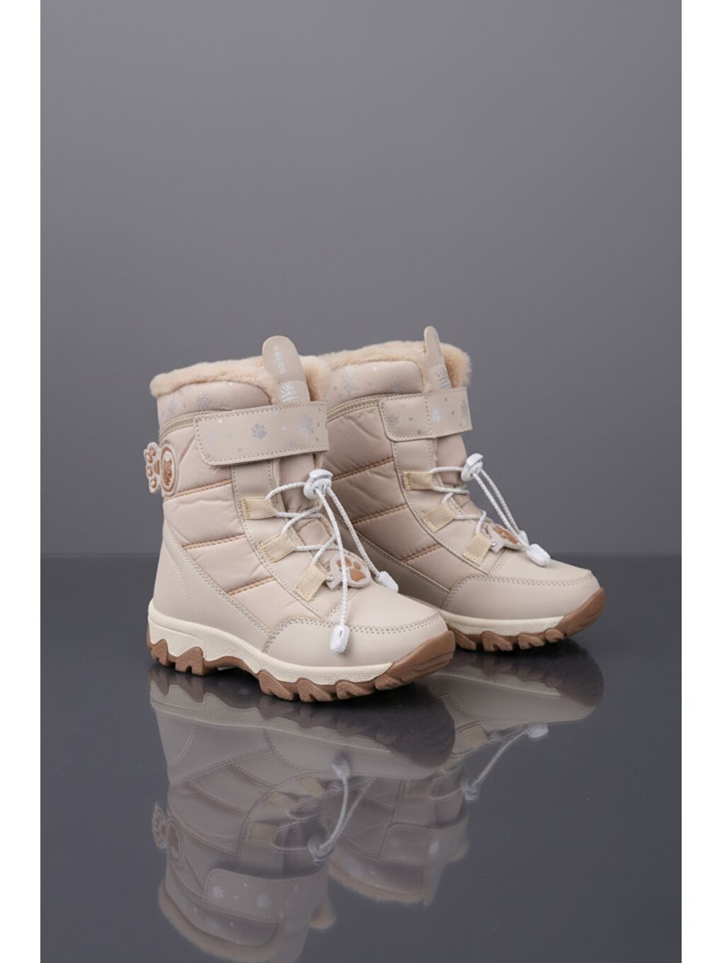 Bej RAGYER İçi Kürklü Bağcıklı ve Cırtlı Kız Çocuk Bot-3