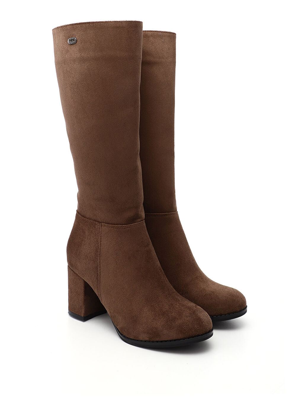 Kahverengi Kadın AÇIK KAHVERENGİ Yuvarlak Burun Fermuarlı Kalın Topuklu Çizme-1