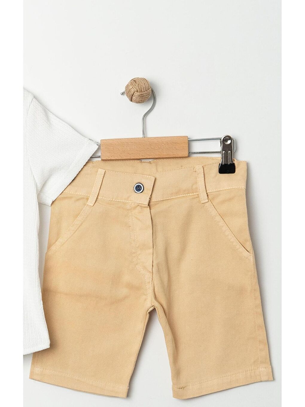 Beyaz Tarz Gömlekli Belden Ayarlanabilir Kısa Kollu Şortlu 2'li Takım-7