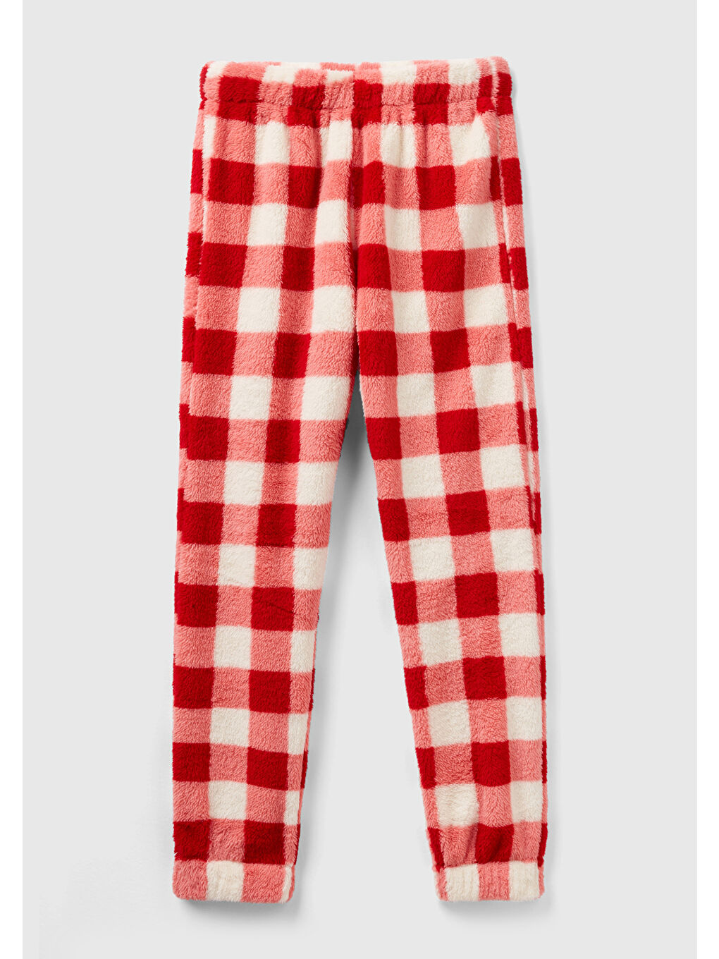 Kadın Kırmızı Tamamı Dama Desenli Eşofman Altı-1