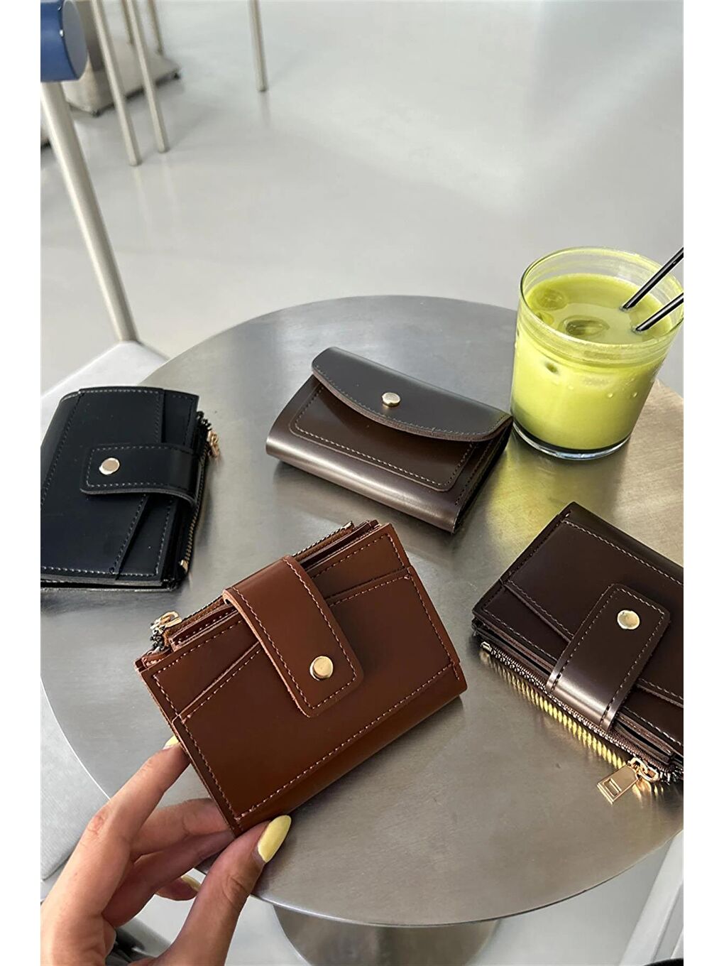 Kahverengi Payer Çıtçıtlı Kadın Cüzdan Taba-5