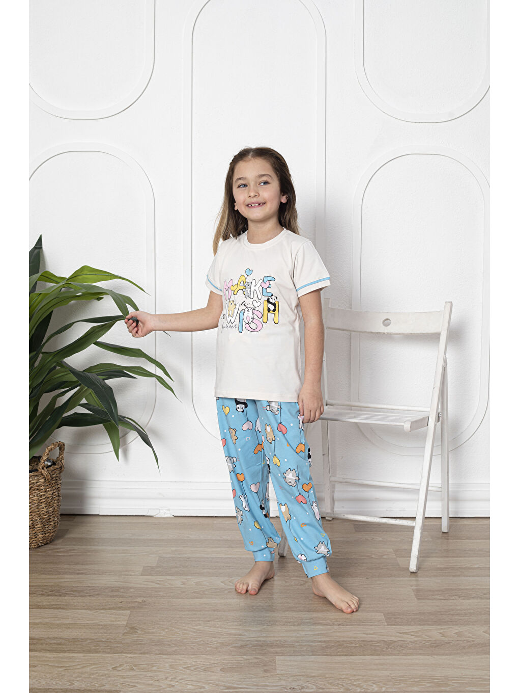 Kapi Kids Ekru Kız Çocuk Pandacık Baskılı Pijama Takımı Mnx 6080 - 2