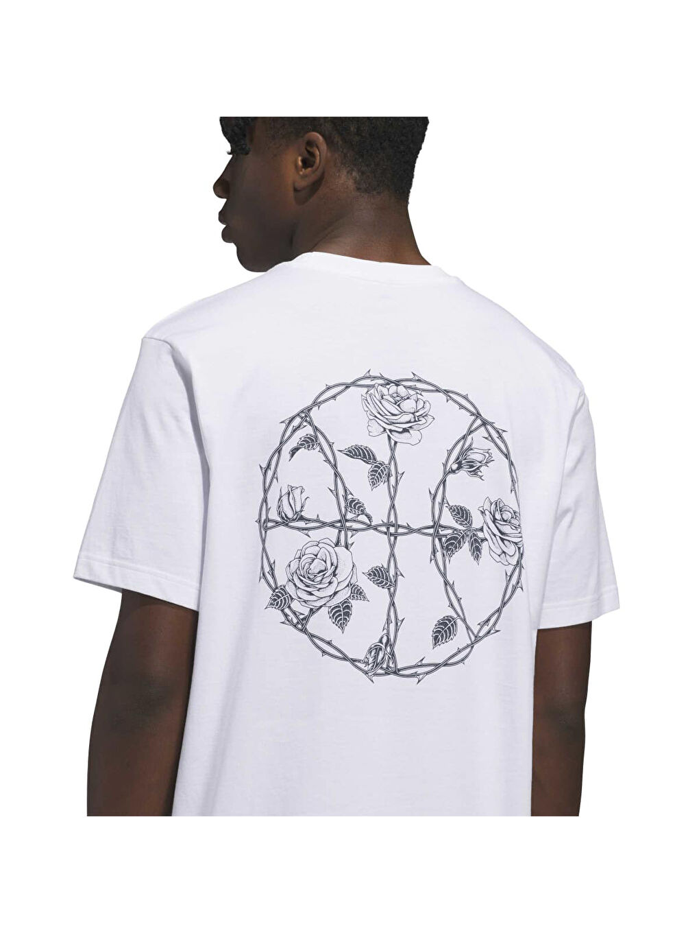 Rose Thorn Erkek Beyaz Yuvarlak Yaka Tişört-2