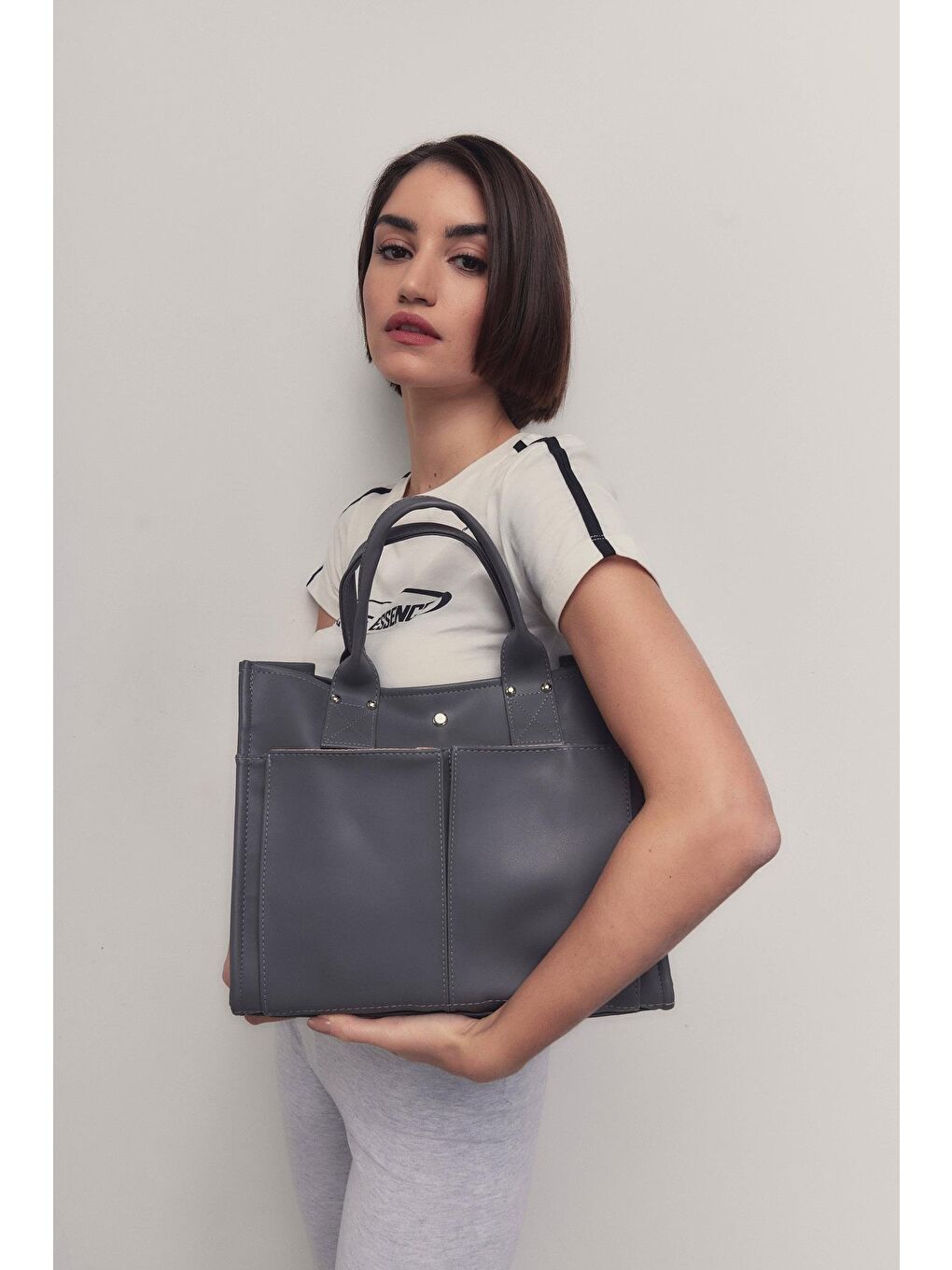 Yumi Omuz Çantası Antrasit-7