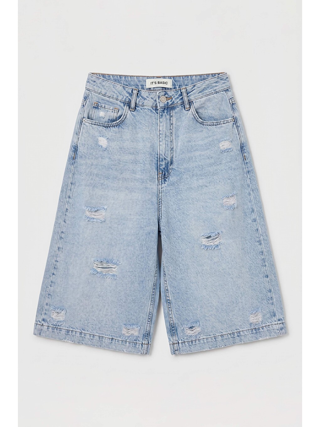 Mavi Kadın Jean Rengi 12s6-3 Tasarım Baggy Bermuda Denim Şort-4