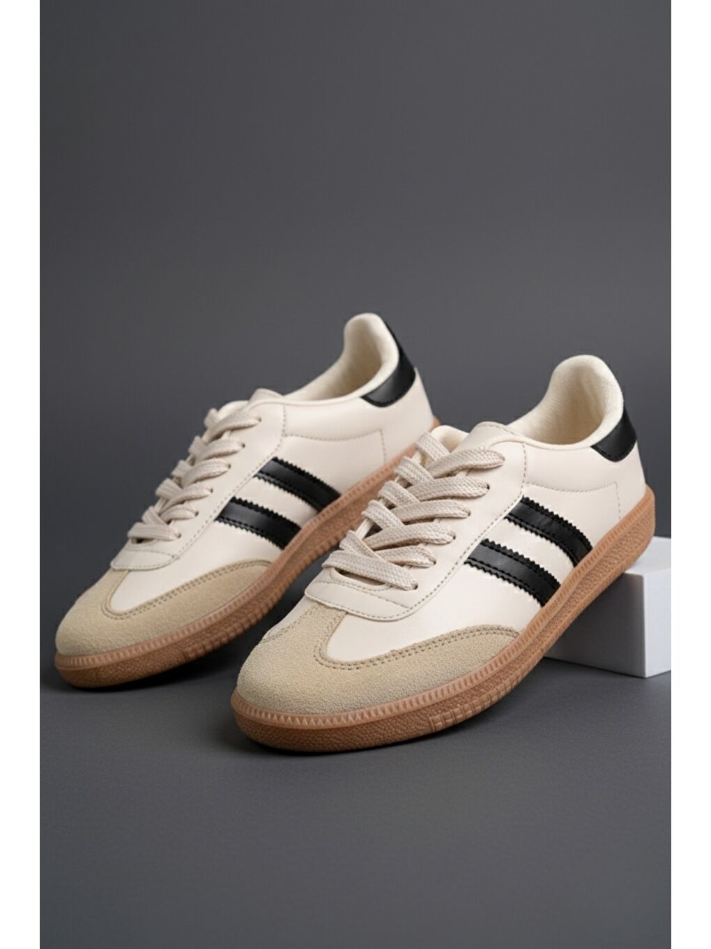 Bej DORGO Kadın Günlük Bağcıklı Yürüyüş Koşu Sneaker Spor Ayakkabı-4