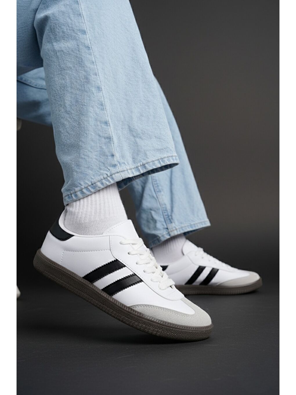 Beyaz DORGO Kadın Günlük Bağcıklı Yürüyüş Koşu Sneaker Spor Ayakkabı-1