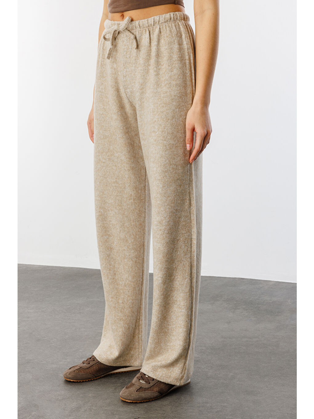 Bej Yumoş Bol Örme Kadın Pantolon ÖRME-PANTOLON-2