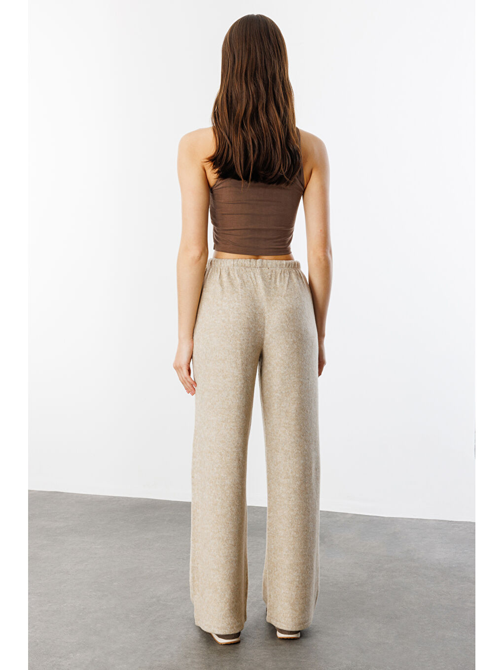 Bej Yumoş Bol Örme Kadın Pantolon ÖRME-PANTOLON-3