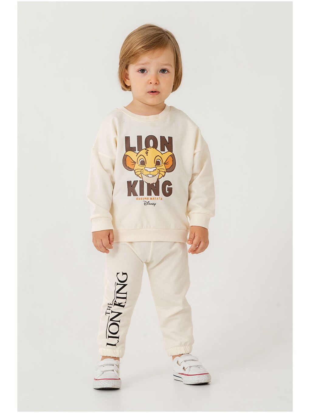 Beyaz Erkek Bebek The Lion King Baskılı Mevsimlik Eşofman Takımı