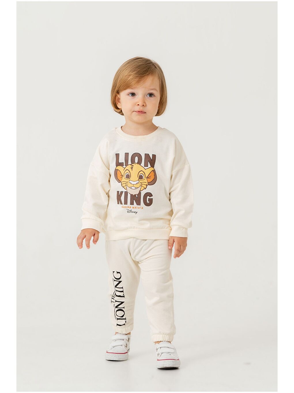 Beyaz Erkek Bebek The Lion King Baskılı Mevsimlik Eşofman Takımı-2