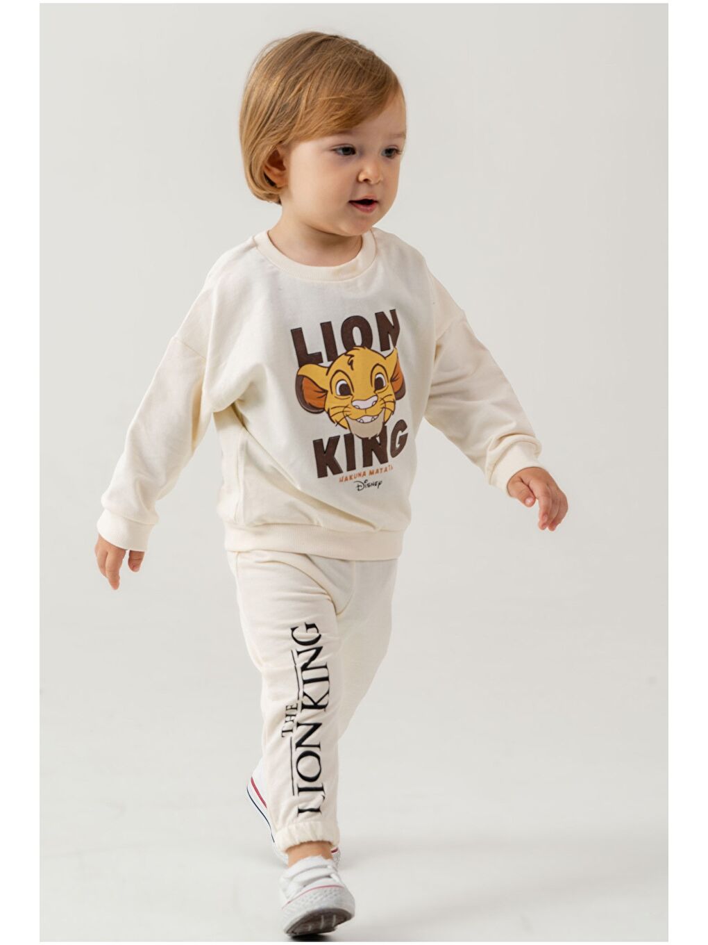 Beyaz Erkek Bebek The Lion King Baskılı Mevsimlik Eşofman Takımı-4