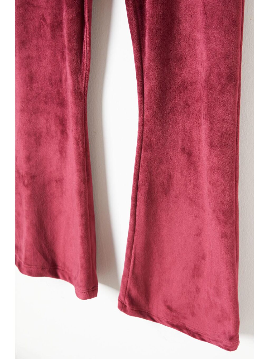 Bordo İspanyol Paça Kadife Tayt Kız Çocuk 16475-2