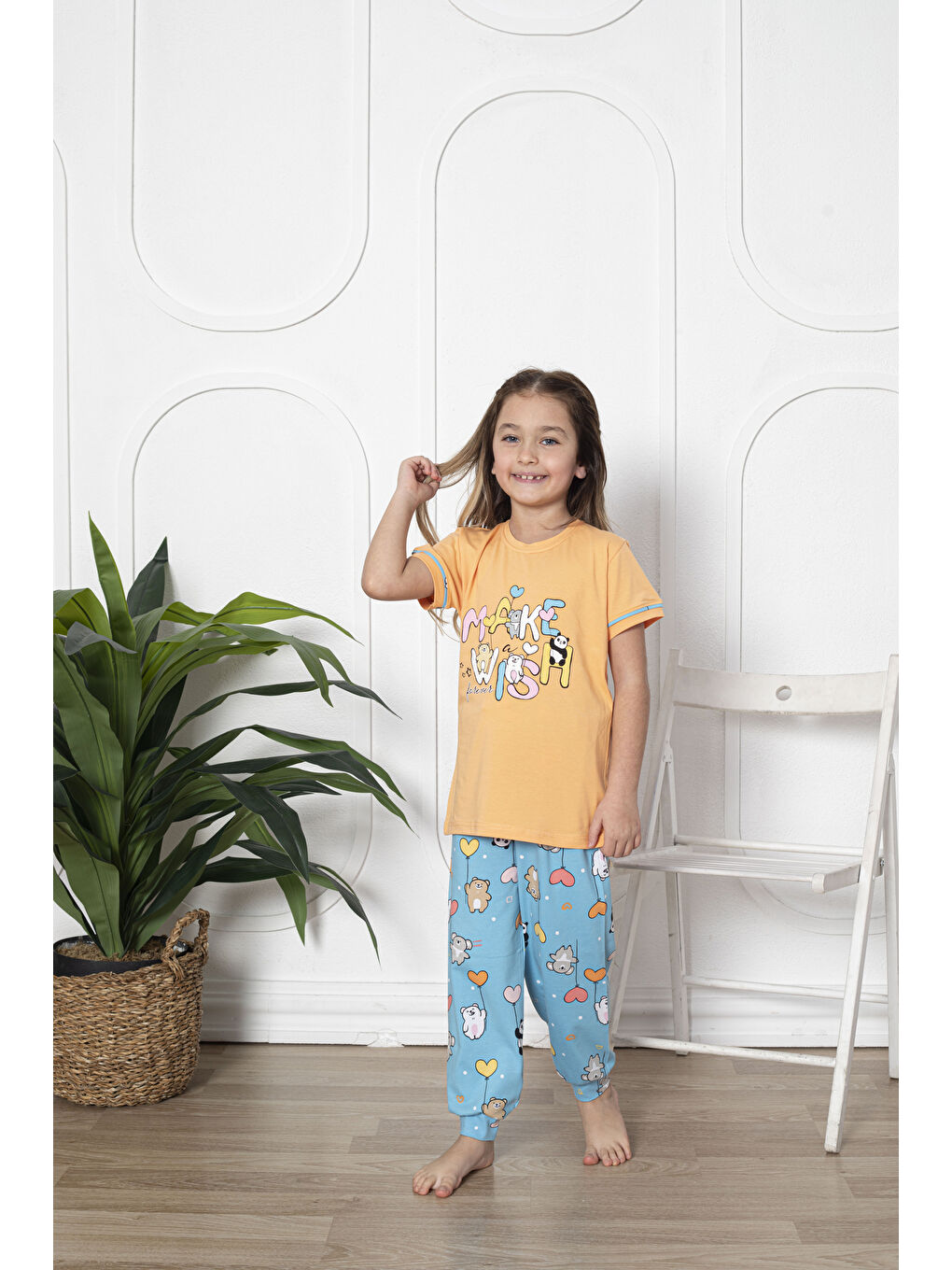 Kapi Kids Sarı Kız Çocuk Pandacık Baskılı Pijama Takımı Mnx 6080