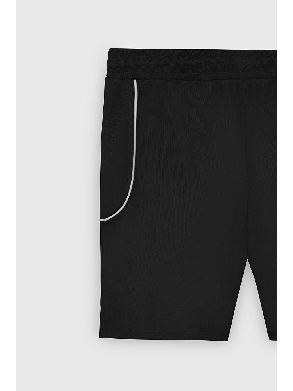 Erkek Siyah Standart Fit Normal Kesim Rahat Örme Şort-7