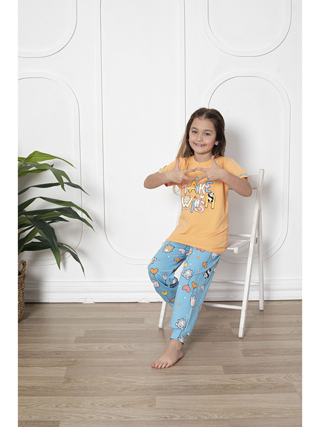 Kapi Kids Sarı Kız Çocuk Pandacık Baskılı Pijama Takımı Mnx 6080 - 1